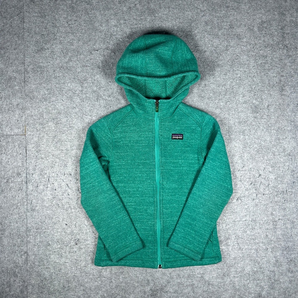 Patagonia Hoodie Girls S (8) Green Better Sweater Full Zip Fleece Jacket Warm